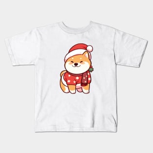 Happy Christmas Shiba Puppy Kids T-Shirt